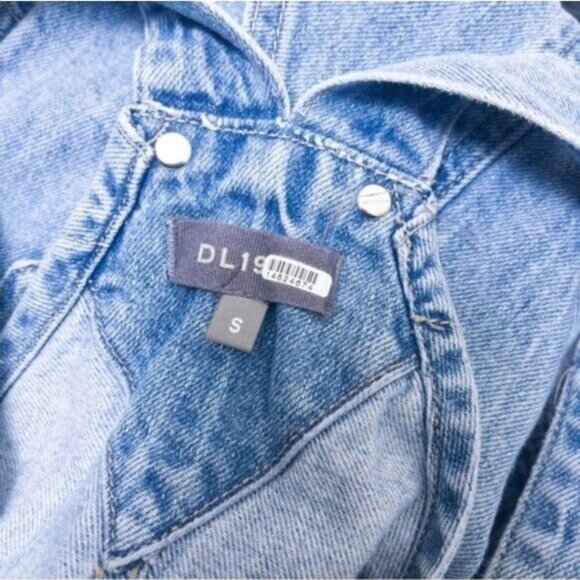 DL1961 Emilie Denim Overall S Lt Seaglass Vintage Cargo Cropped Tapered - Picture 7 of 16